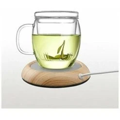 USB Coffee Mug Heater Coaster, Insulation For Desktop Drink And Tea Cup, Waterproof Glass Heater Panel For Office And Home (Light Wood Grain) -Small Appliances Store 100159009 4