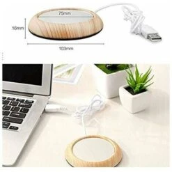 USB Coffee Mug Heater Coaster, Insulation For Desktop Drink And Tea Cup, Waterproof Glass Heater Panel For Office And Home (Light Wood Grain) -Small Appliances Store 100159009 5