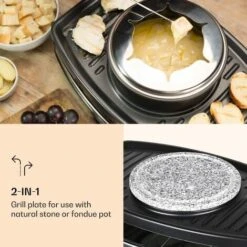 Klarstein Entrecote 2-in-1 Raclette Grill & Fondue Natural Stone 1100W 8 Persons -Small Appliances Store 14842193 3