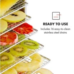 Klarstein Master Jerky 16 Dehydrator 1500W 40-90 ° C 15h-Timer Stainless Steel Silver -Small Appliances Store 19161659 3