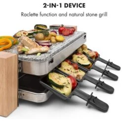 Klarstein Prime Rib Raclette Grill 8 Pers. 1500 W Natural Stone Plate Stainless Steel Wooden Feet 8 Klarstein Prime Rib Raclette Grill 8 Pers. 1500 W Natural Stone Plate Stainless Steel Wooden Feet -Small Appliances Store 22969674 4