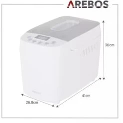 AREBOS Bread Maker 1500g With 15 Programs 2 Dough Hooks Timer LCD Display 3 Browning Degrees And Bread Sizes 850 W White -Small Appliances Store 28598327 5