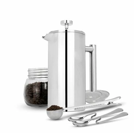 French Press Cafetiere Steel Coffee Maker FREE Filters & Spoons 350ml M&W 1 French Press Cafetiere Steel Coffee Maker FREE Filters & Spoons 350ml M&W