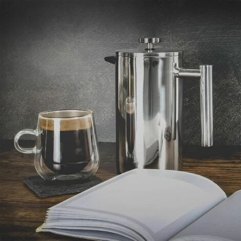 French Press Cafetiere Steel Coffee Maker FREE Filters & Spoons 350ml M&W 2 French Press Cafetiere Steel Coffee Maker FREE Filters & Spoons 350ml M&W - Image 2