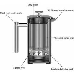 French Press Cafetiere Steel Coffee Maker FREE Filters & Spoons 350ml M&W 9 French Press Cafetiere Steel Coffee Maker FREE Filters & Spoons 350ml M&W -Small Appliances Store 32126984 5