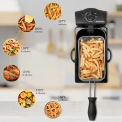 Deuba Deep Fryer 3 L Capacity 2000 W Power Stainless Steel Viewing Window Temperature Controller Kitchen Dishwasher-Safe -Small Appliances Store 36812198 3