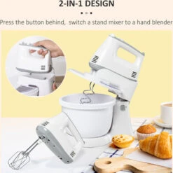 HOMCOM Electric Stand And Hand Blender 6 Speed Whisk Dough Hook Stainless Steel 8 HOMCOM Electric Stand And Hand Blender 6 Speed Whisk Dough Hook Stainless Steel -Small Appliances Store 39439066 4