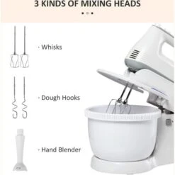 HOMCOM Electric Stand And Hand Blender 6 Speed Whisk Dough Hook Stainless Steel 9 HOMCOM Electric Stand And Hand Blender 6 Speed Whisk Dough Hook Stainless Steel -Small Appliances Store 39439066 5