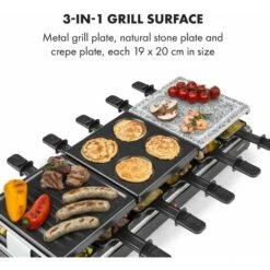 Klarstein Fonduelette XL, 3-in-1 Raclette Grill & Fondue, Natural Stone, 1650W, 12 People -Small Appliances Store 47928897 3