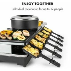 Klarstein Fonduelette XL, 3-in-1 Raclette Grill & Fondue, Natural Stone, 1650W, 12 People -Small Appliances Store 47928897 5