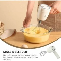 Stainless Steel Electric Mixer - Rechargeable Kitchen Whisk - Milk Mixer For Easily Beating Egg Cream And Cookie Cakes. -Small Appliances Store 50876729 3