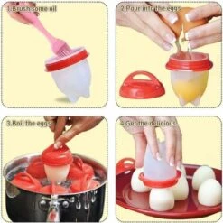 LangRay Egg Cooker, Silicone Non-Stick, Egg Cup For Boiling Eggs (Red (Pack Of 6)) 9 LangRay Egg Cooker, Silicone Non-Stick, Egg Cup For Boiling Eggs (Red (Pack Of 6)) -Small Appliances Store 51800849 5