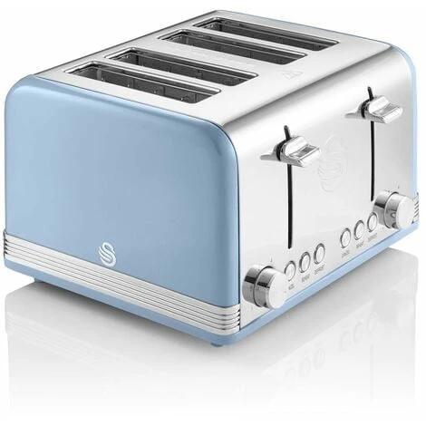 Swan 4 Slice Retro Blue Toaster 1 Swan 4 Slice Retro Blue Toaster