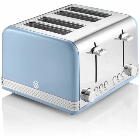 Swan 4 Slice Retro Blue Toaster 2 Swan 4 Slice Retro Blue Toaster - Image 2