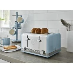 Swan 4 Slice Retro Blue Toaster 8 Swan 4 Slice Retro Blue Toaster -Small Appliances Store 53434755 4