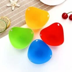 Egg Poacher, Poached Egg Maker, Non-Stick Poached Eggs Cups, Microwave Egg Poacher, BPA Co.ukee Silicone Egg Poacher Cups, Set Of 4, Blue, Green, Yellow, Rose Red -Small Appliances Store 54897039 4