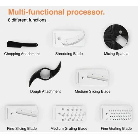 VonShef Food Processor – 1000W Multifunctional 8in1 Chopper, Mixer With Dough Blade, Spatula, Shredder, Medium / Fine Grater & Slicer – 3.5L Bowl & 1.8L Jug - 2 Speed Settings & Pulse Function 3 VonShef Food Processor – 1000W Multifunctional 8in1 Chopper, Mixer With Dough Blade, Spatula, Shredder, Medium / Fine Grater & Slicer – 3.5L Bowl & 1.8L Jug - 2 Speed Settings & Pulse Function - Image 3