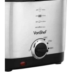 VonShef Deep Fat Fryer- Stainless Steel 1.5L Fryer With Easy To Use Adjustable Temperature Control, Indicator Lights, Observation Window, Non-Stick Removable Basket For Easy Clean & Non-Slip Feet -Small Appliances Store 54924524 4