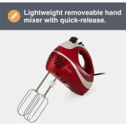 VonShef 2 In 1 Twin Hand & Stand Mixer - 300W Electric, Multifunctional, Red Mixer With 5 Speeds & Turbo Button, 3.5L Bowl & Removable, Dishwasher Safe Attachments (2X Beaters, 2X Dough Hooks & Whisk) -Small Appliances Store 54924560 4