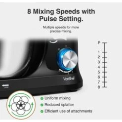 VonShef Black Food Mixer - Electric 8 Speed 1000W Stand Mixer, 4.5L Stainless Steel Mixing Bowl, Beater, Dough Hook & Balloon Whisk For Baking -Small Appliances Store 54924574 3