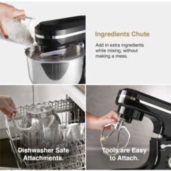 VonShef Black Food Mixer - Electric 8 Speed 1000W Stand Mixer, 4.5L Stainless Steel Mixing Bowl, Beater, Dough Hook & Balloon Whisk For Baking -Small Appliances Store 54924574 4