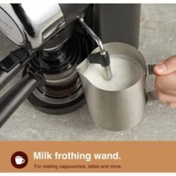 VonShef 4 Bar Espresso Machine - Black Coffee Maker With 4 Cup Capacity, Removable Easy Clean Drip Tray, Stainless Steel Filter, Control Dial & Milk Frothing For Espressos, Cappuccinos & Lattes - 800W -Small Appliances Store 54924687 4