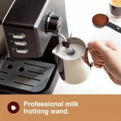 VonShef Espresso Machine, 15 Bar Pressure Pump – Barista Coffee Maker With Milk Frother For Latte, Cappuccino, Americano, Flat White And More – Black/Silver -Small Appliances Store 54924817 3