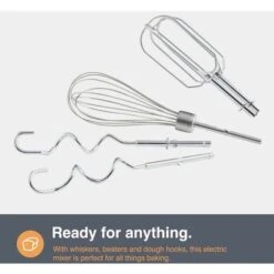 VonShef Professional 300W Hand Mixer, Black, Includes Chrome Beaters, Dough Hooks, Balloon Whisk + 5 Speed With Turbo Button -Small Appliances Store 54924907 5