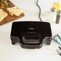 VonShef 2 Slice Sandwich Toaster & Toastie Maker Electric - Portable Compact Panini Press & Grill 700W - Easy Clean Non-Stick Deep Fill Plates For Toasties, Indicator Light & Auto Temperature Control -Small Appliances Store 54925316 5