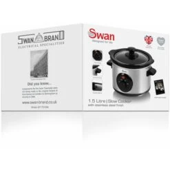 Swan 1.5 Litre Stainless Steel Slow Cooker -Small Appliances Store 55564433 4