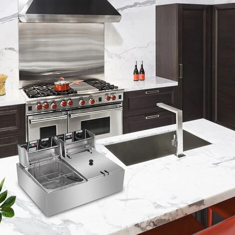 2500W 220-240V 12.7QT/12L Stainless Steel Double Cylinder Electric Fryer UK 4 2500W 220-240V 12.7QT/12L Stainless Steel Double Cylinder Electric Fryer UK - Image 4