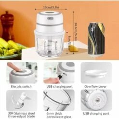 Mini Electric Chopper, Food Chopper Vegetable Chopper Processor With 300ML Glass Bowl, Electric Meat -Small Appliances Store 58422907 4