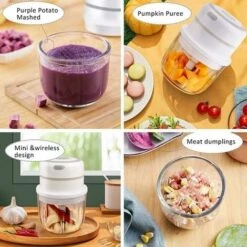 Mini Electric Chopper, Food Chopper Vegetable Chopper Processor With 300ML Glass Bowl, Electric Meat -Small Appliances Store 58422907 5