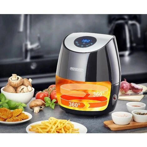 Monzana Hot Air Fryer Digital Touch Display 3.6L No Oil Healthy 6 Programs 1500W Kitchen Fryer Convection Oven Black XXL 5 Monzana Hot Air Fryer Digital Touch Display 3.6L No Oil Healthy 6 Programs 1500W Kitchen Fryer Convection Oven Black XXL - Image 5