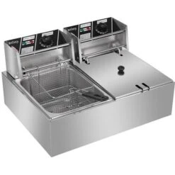 2500W 220-240V 12.7QT/12L Stainless Steel Double Cylinder Electric Fryer UK Plug -Small Appliances Store 59085750 4