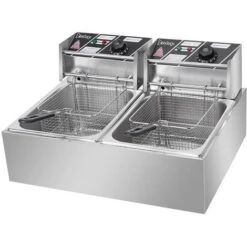 2500W 220-240V 12.7QT/12L Stainless Steel Double Cylinder Electric Fryer UK Plug -Small Appliances Store 59085750 5