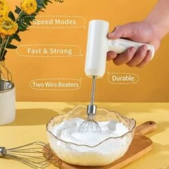 Electric Egg Beater With Two Wire Beaters Food Beater 3 Speed Whisk Vertical Cordless Hand Mixer With Egg Separator For Cake Egg Custard Cooking -Small Appliances Store 59691629 4