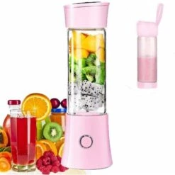 Portable Juice Blender, Milkshake, Fruit And Vegetable Juicer,Mixer,480ml, BPA Free,Mini USB Smoothie Blender,100W,Christmas Gift For Family（pink）
