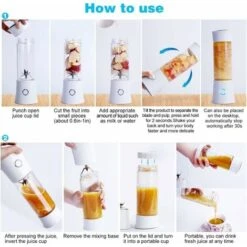 Portable Juice Blender, Milkshake, Fruit And Vegetable Juicer,Mixer,480ml, BPA Free,Mini USB Smoothie Blender,100W,Christmas Gift For Family（pink） -Small Appliances Store 59691743 5