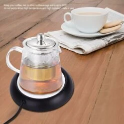 USB Wood Grain Mug Warmer Heat Drink Cup Mat Office Tea Coffee Warmer Pad Black -Small Appliances Store 59939595 3