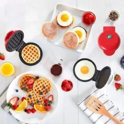 HIASDFLS Mini Gaufrier, Petit Gaufrier, Gaufrier Antiadhésif Pour Pommes De Terre Rissolées, Keto Chaffle Facile À Nettoyer Pour Crêpes Individuelles, Biscuits, Œufs Et Petit-Déjeuner, Déjeuner Et Col -Small Appliances Store 60224677 4