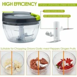 Multi-Function Manual Food Chopper & Processors With Handle And Cover,Vegetable Chopper Shredder,Garlic Press,Suitable For Onions Garlic Peppers Carrots Gingers Fruits,Wonderful For Kitchen(Green) -Small Appliances Store 60699691 3