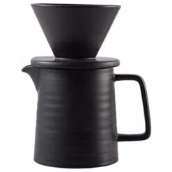500ML Pour Coffee Maker Set, Premium Ceramic V60 Dripper And Decanter, 1-2 Cup Home Filter Coffee Maker (Black)