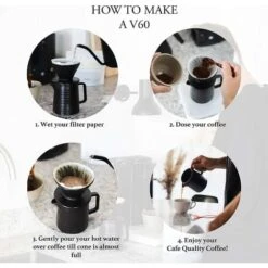 500ML Pour Coffee Maker Set, Premium Ceramic V60 Dripper And Decanter, 1-2 Cup Home Filter Coffee Maker (Black) -Small Appliances Store 60699814 3