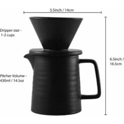 500ML Pour Coffee Maker Set, Premium Ceramic V60 Dripper And Decanter, 1-2 Cup Home Filter Coffee Maker (Black) -Small Appliances Store 60699814 5