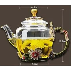 Glass Teapot - 280 Ml (9.47 Oz) - Glass Teapot With France Enamel Chrysanthemum Flower/Heat Resistant Glass Teapot Kettle With Strainer For Blooming Tea, Loose Leaf Tea 8 Glass Teapot - 280 Ml (9.47 Oz) - Glass Teapot With France Enamel Chrysanthemum Flower/Heat Resistant Glass Teapot Kettle With Strainer For Blooming Tea, Loose Leaf Tea -Small Appliances Store 60699922 4