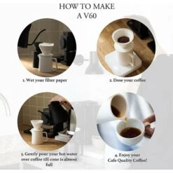 500ML Pour Coffee Maker Set, Premium Ceramic V60 Dripper And Decanter, 1-2 Cup Home Filter Coffee Maker (White) -Small Appliances Store 60700050 3