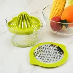 Manual Juicer Citrus Lemon Orange Hand Squeezer With Built-in Measuring Cup And Grater, 12OZ, Green -Small Appliances Store 60700148 3