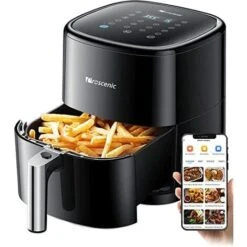 Proscenic T22 Air Fryer With 13 Presets & Shake Reminder, Oil Free Air Fryer 5L, Low-Noise, Compatible With APP & Alexa, 100+ Online Recipes, LED Touch Screen, Non-Stick Basket, 1700W
