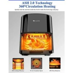 Proscenic T22 Air Fryer With 13 Presets & Shake Reminder, Oil Free Air Fryer 5L, Low-Noise, Compatible With APP & Alexa, 100+ Online Recipes, LED Touch Screen, Non-Stick Basket, 1700W -Small Appliances Store 61309884 3